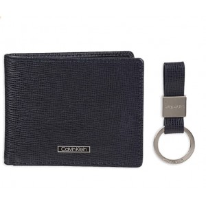 Calvin Klein Men's RFID Blocking Leather Bifold Wallet - Navy